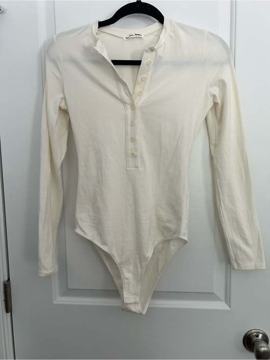 Reformation Tops - Reformation Cream Henley Button Bodysuit